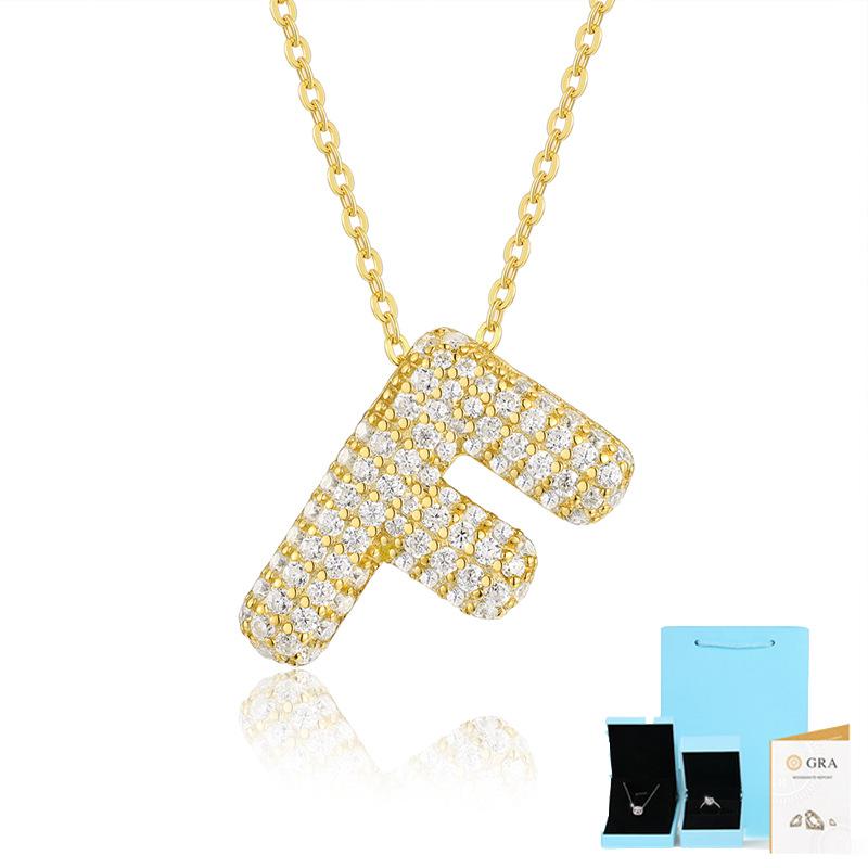Letter Pendant Necklace 925 Silver Plated 18K Gold Collarbone Chain Fashionable Versatile Moissanite Chain