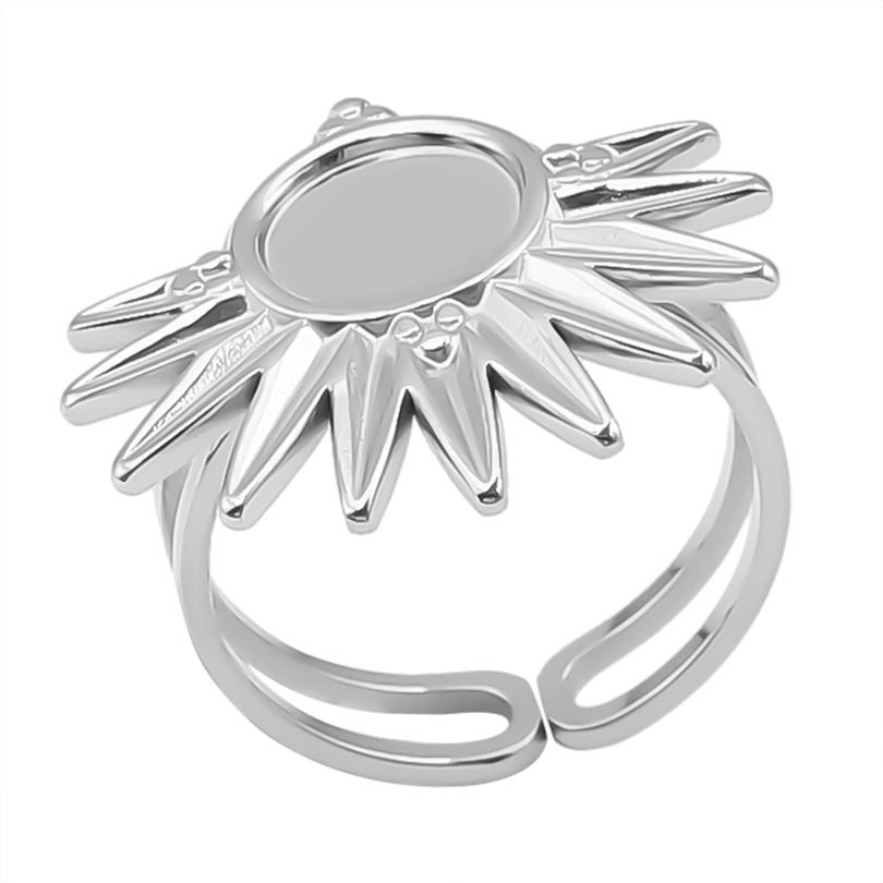 Geometria Semplice Moda Acciaio Inossidabile Anelli Aperti Per Donne Uomini Accessori Colore Argento Cuore Sole Rotondo Base Vuota Fai da Te Anillos