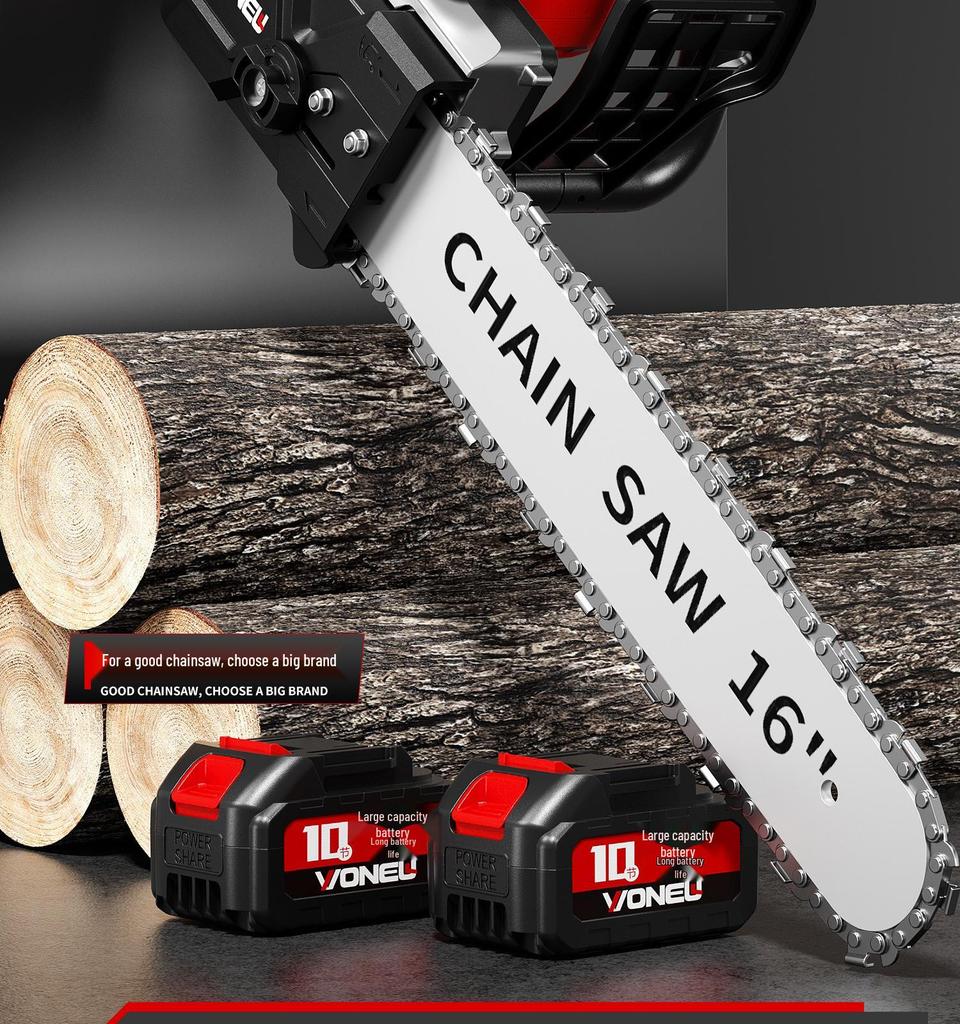 High-Power Rechargeable Handheld Electric Chainsaw with Lithium Battery for Tree Felling and Logging