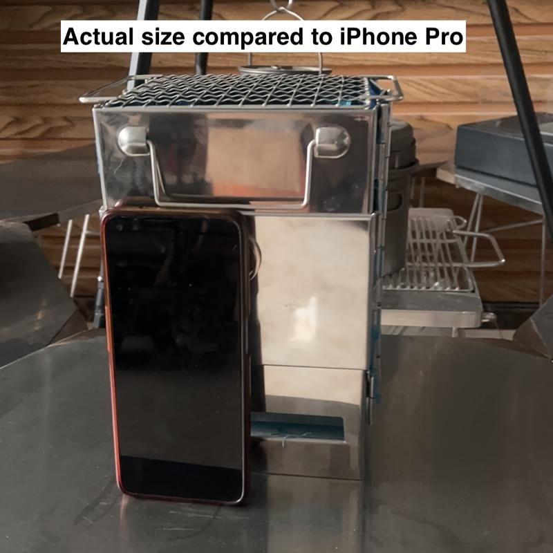 1pc Outdoor Mini Firewood Stove, Stainless Steel Material, Suitable for Picnic BBQ Camping, with Storage Bag - Only for Cooking