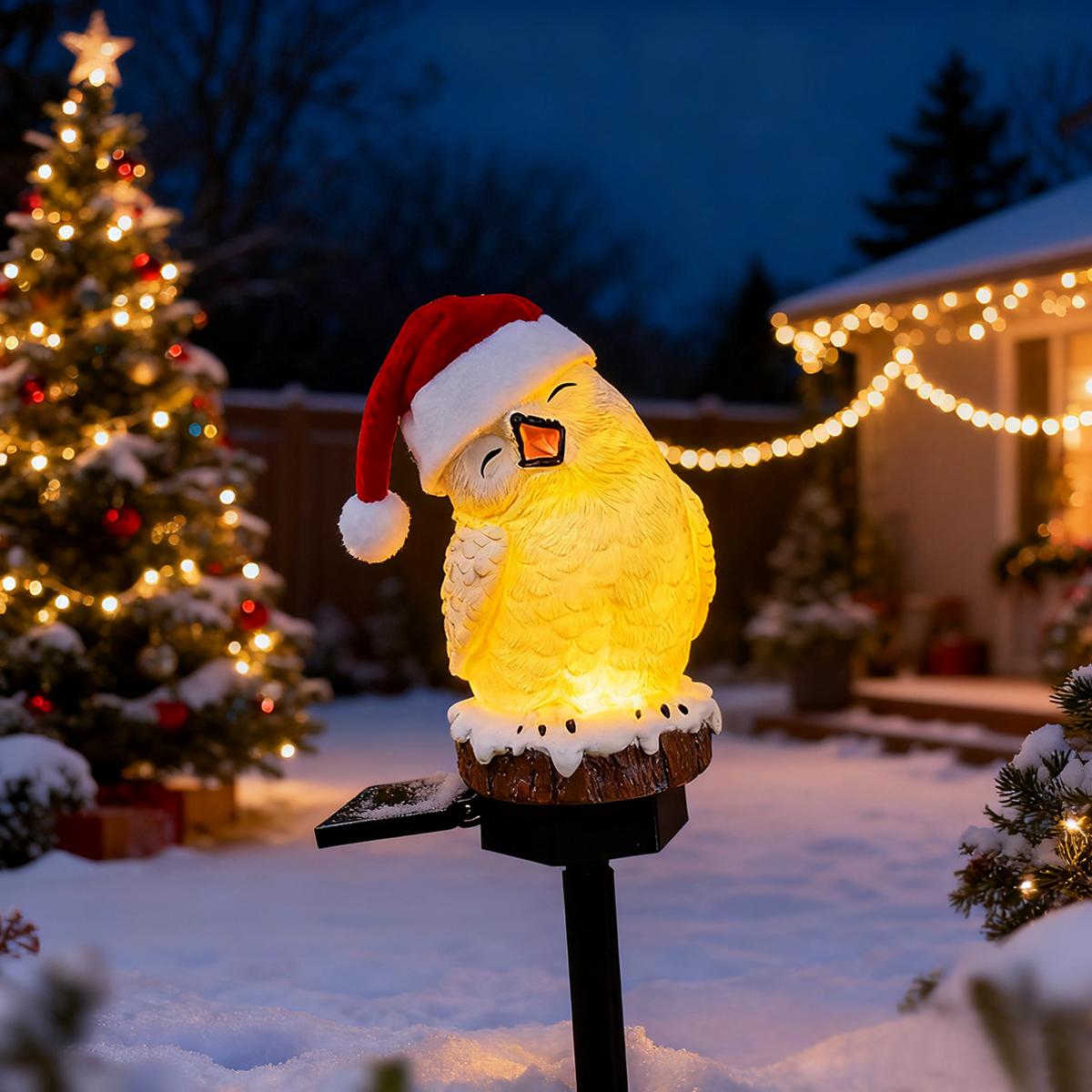 

1 Christmas Solar Light Snow Owl, Suitable for Garden Decoration, Christmas Party Garden Decor Light Ground Stake, Outdoor Statu