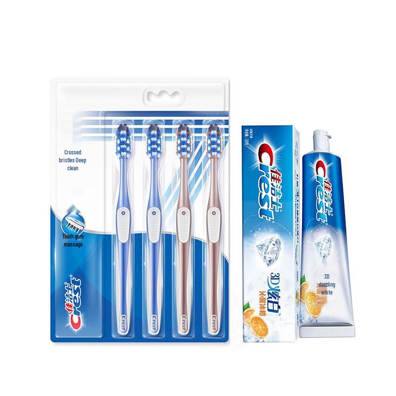 Crest 7-Effect Toothbrush 4-Pack & 3D White Toothpaste Set
