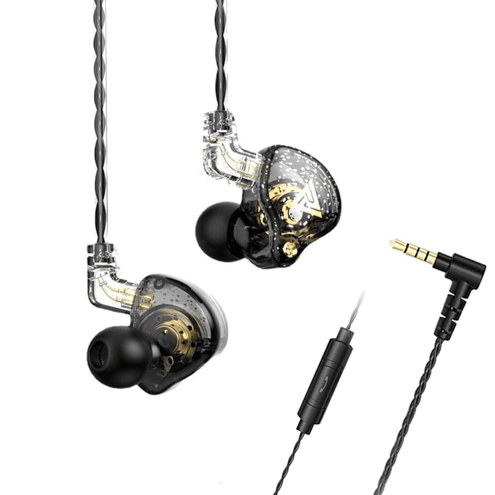 QKZ AK6 PRO Wired Earphones, 11mm Strong Magnetic Dynamic Headphones, Sports Running Earphones, Earbuds with Mic, DJ Music Headset (Black)