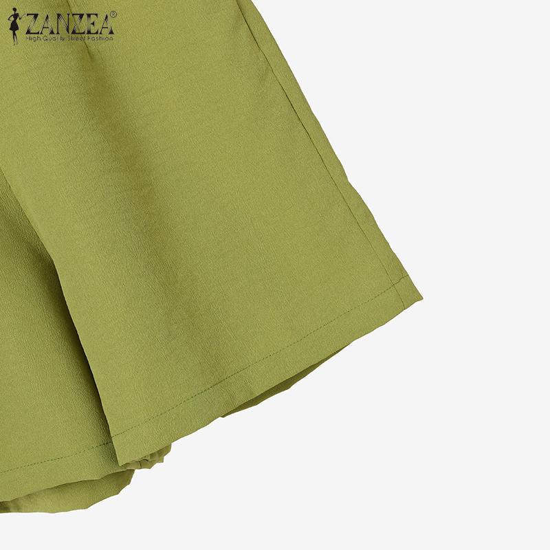 ZANZEA Women Short Sleeve Blouse and Shorts Summer Two Piece Suit Sets