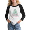 Kids' Fashionable Comfortable Christmas Print Neck Pullover Long Sleeve Top
