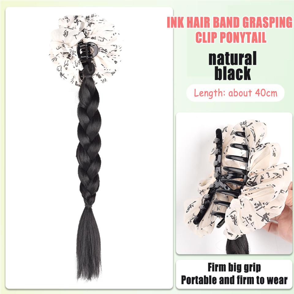 Ponytail Synthetic Wig Rose Feather Grip Female Twist Boxing Braid Feather Rose Grip Low Side Ponytail