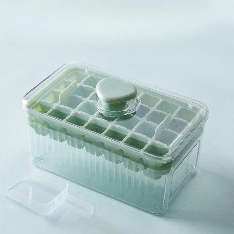 28/56 Grids Ice Cube Mold Press Ice Tray Bucket One-touch Release Ice Maker Portable Ice Box Food Grade Kitchen Accessories