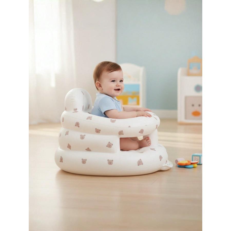 3-36 Months Baby Inflatable Booster Seat With Fence And Built-In Air Pump Dual-Layer Sitting Posture Training Chair