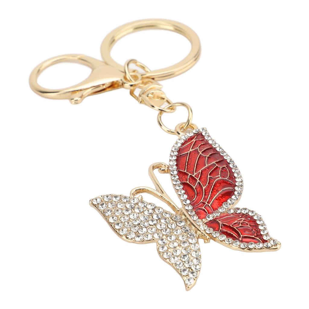 Cute Keychain Rhinestones Keychain Portable Handbag Pendant Key Chain for Women Girls Red