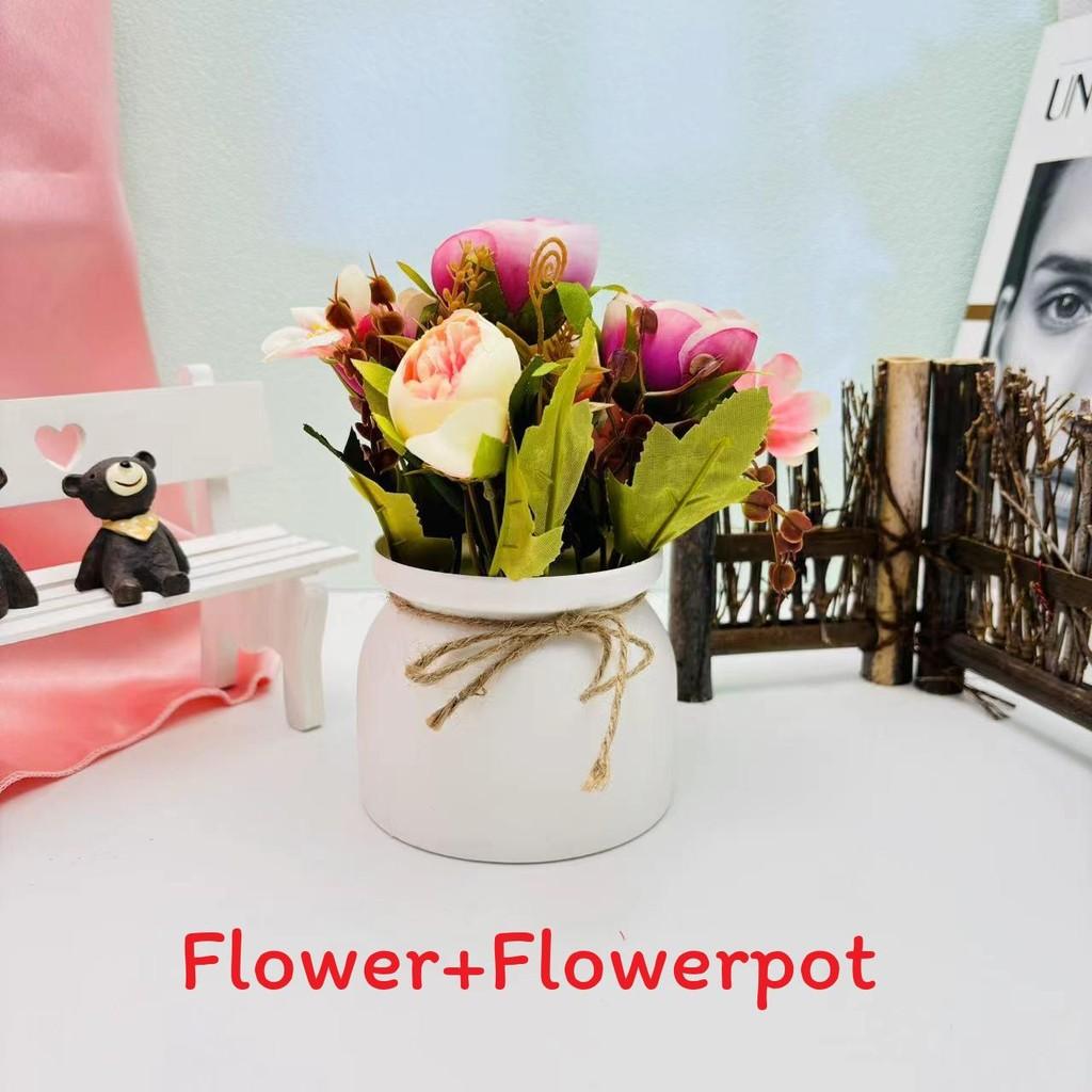 Camellia Flower Artificial Potted Plant For Home Decor And Wedding Arrangements