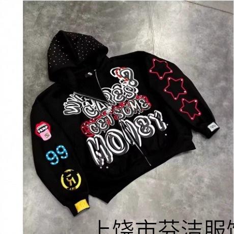 2026 Popular Hip Hop Casual 3D Printing Long Sleeve Zipper Hooded American Sweater High Street Personality Dark Man