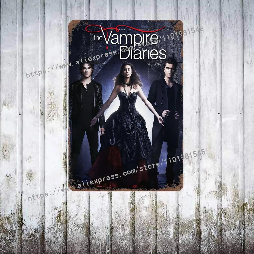 The Vampire Diaries Poster Decorativo in Metallo Segno di Latta Vintage Segno Metallico Placca Decorativa per Pub Bar Man Cave Club Decorazione Murale