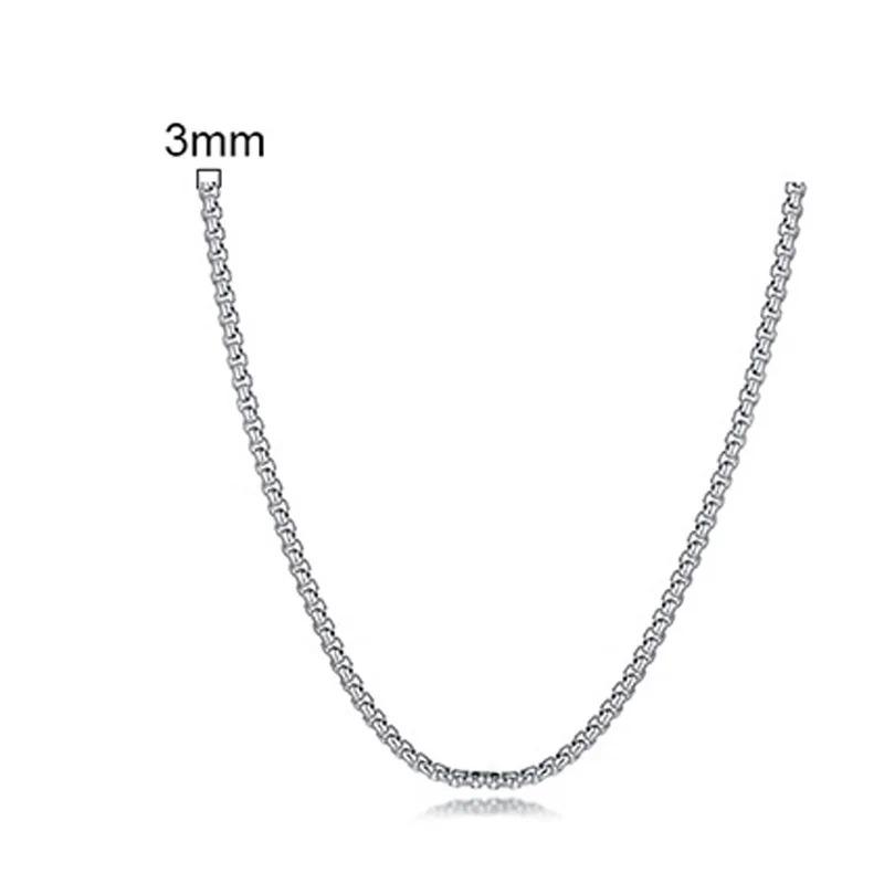 Men's Round Box Chain, Stainless Steel Chain Collar, Jewelry Gift Suitable for Both Men and Women