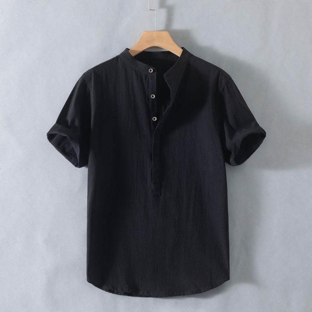 Summer Men's Comfortable Breathable Solid Color Short-Sleeved Casual Men's Short-Sleeved Shirt
