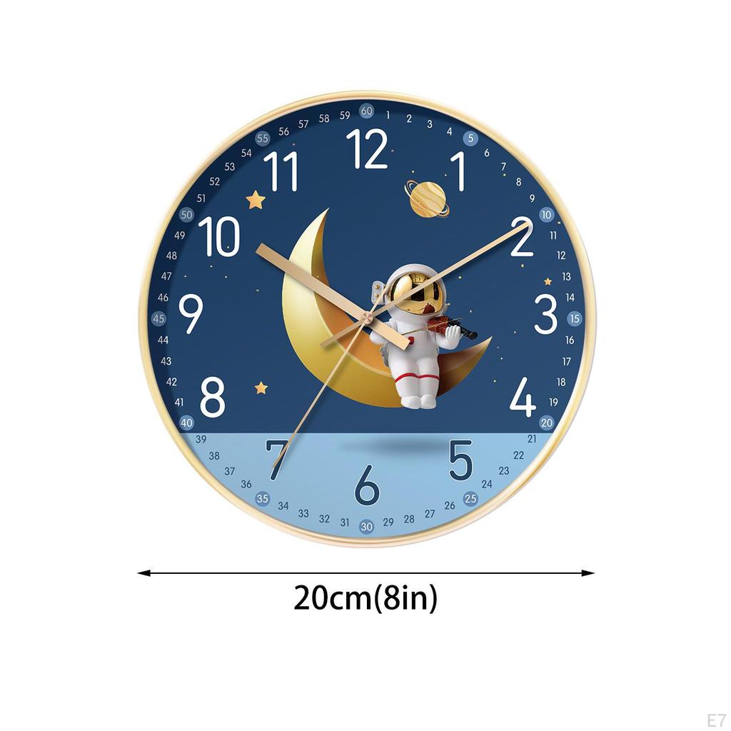 -Wall Clock Non Silent 8 Inch Nursery Bedroom Kids