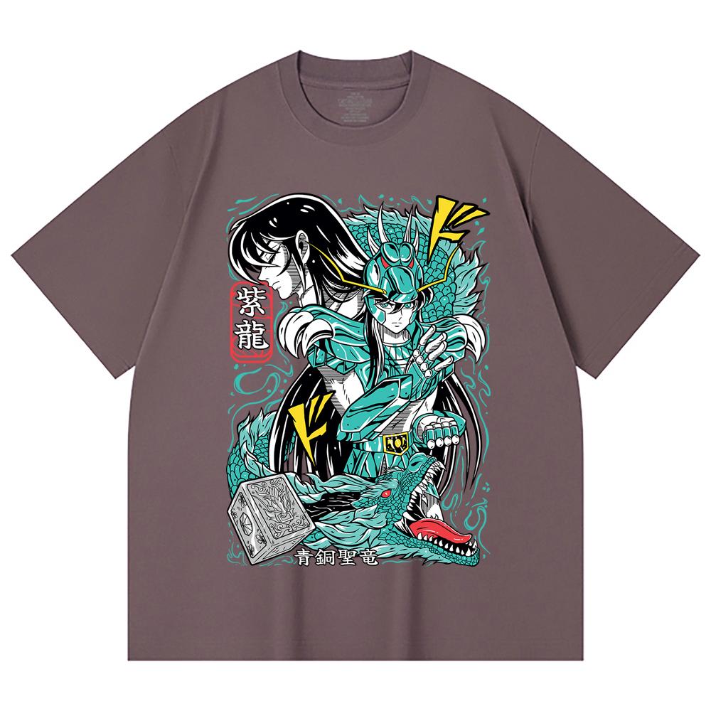 230 g/m² 100% Baumwolle Saint Seiya V8 Shiryu Druck Unisex Schweres Baumwoll-T-Shirt