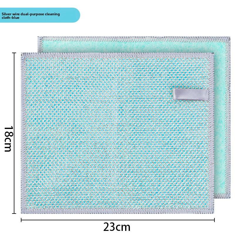 

Ткань для чистки из кокосовой скорлупы с серебряной нитью, Не прилипает к маслу, Впитывающая и утолщенная, Ткань для мытья посуды и чистки вока 1pc синий