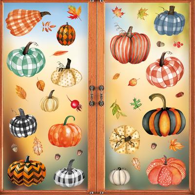 6 Sheets/set, Autumn Thanksgiving, Pumpkin Window Stickers, Thanksgiving, Home Party Decoration, Static Glass Stickers, Window Stickers