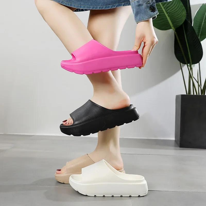 Fashion Summer Thick Sole Eva Beach Slippers Women Thick Platform Indoor Home Slides Woman Light Non Slip Bathroom Flip Flops Shoes 2024