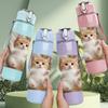 1PC Tiny Kitten Pillow 750ml Color Plastic Sports Water Bottle Leakproof Flip Straw Lid Suitable for Sports Office Home Use