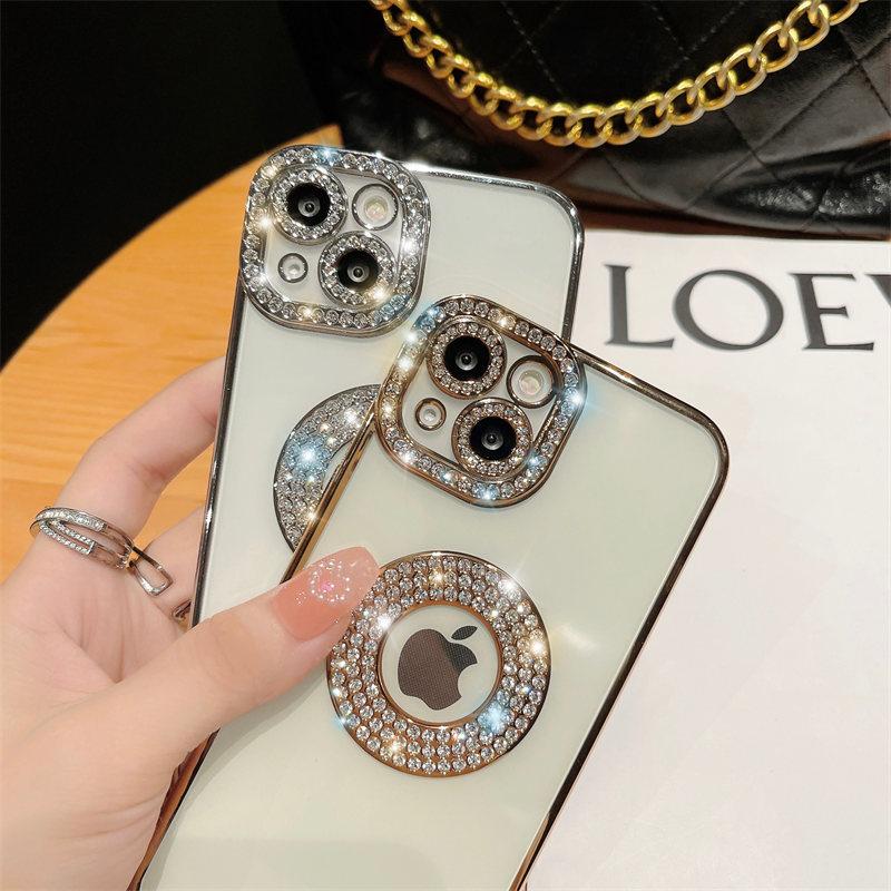 For Iphone 14 Pro Max Luxury Plating Flash Diamond Silicone Phone Case For Iphone 11 12 13 14 Plus Hollow Out Rhinestone Cover