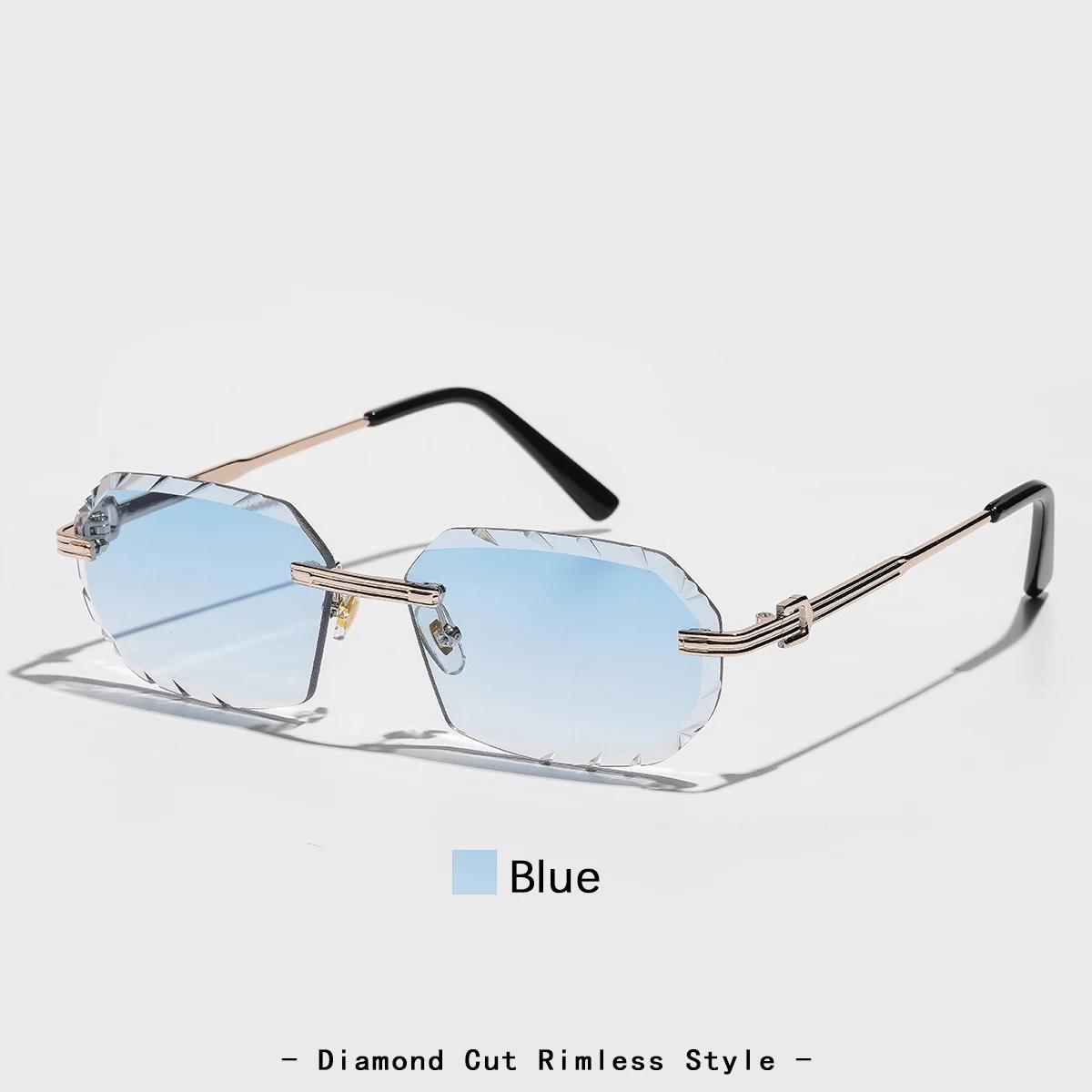 

New Rimless Luxury Sunglasses Diamond Cut Sun Shades For Man And Women Designer Brand Glasses Uv400 Frameless Eyewear