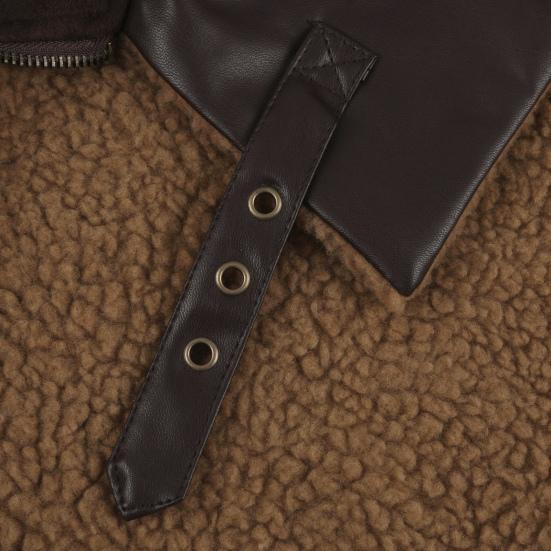 Male Jacket Turn-down Collar Pockets Polyester Zipper Closure Winter Coat for Outdoor