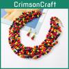 Wooden Bead Bohemian Tassel Necklace And Earring Set For Fashion Accessory