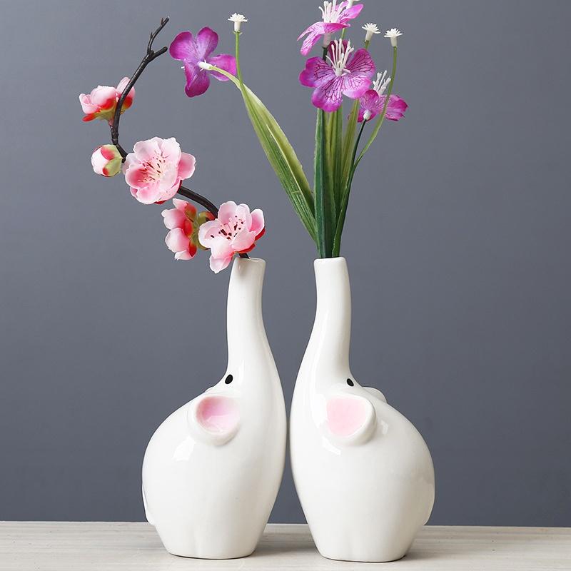 Słodki wazon ze słoniem, ozdoby na biurko, dekoracja domu, ceramiczny wazon hydroponiczny, doniczka, butelka aromaterapeutyczna, artykuły ogrodowe