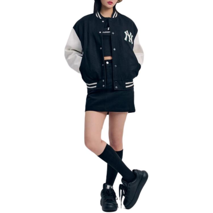 MLB SS24 New York Yankees Klassische Farbblock-Freizeit-Baseballjacke Unisex-Jacken Schwarz 3AJPV0141-50BKS
