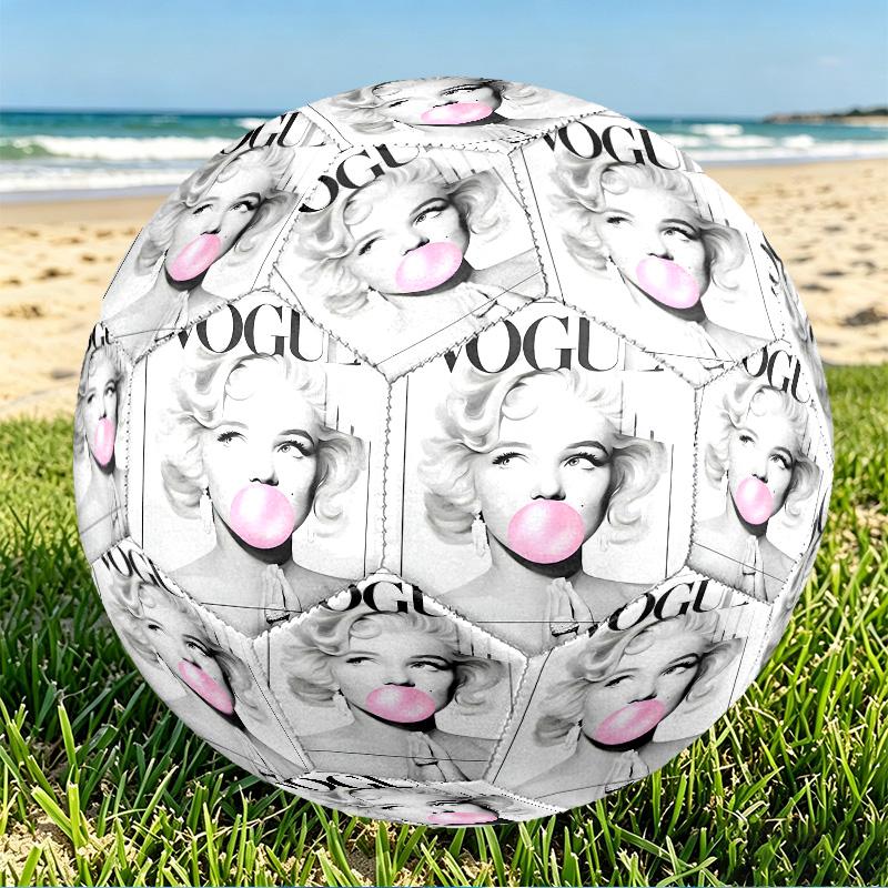 Marilyn Monroe Print Size 5 Soccer Ball, PU Wear Resistant Football for Match Training and Daily Practice, Birthday Gift for Soccer Fans