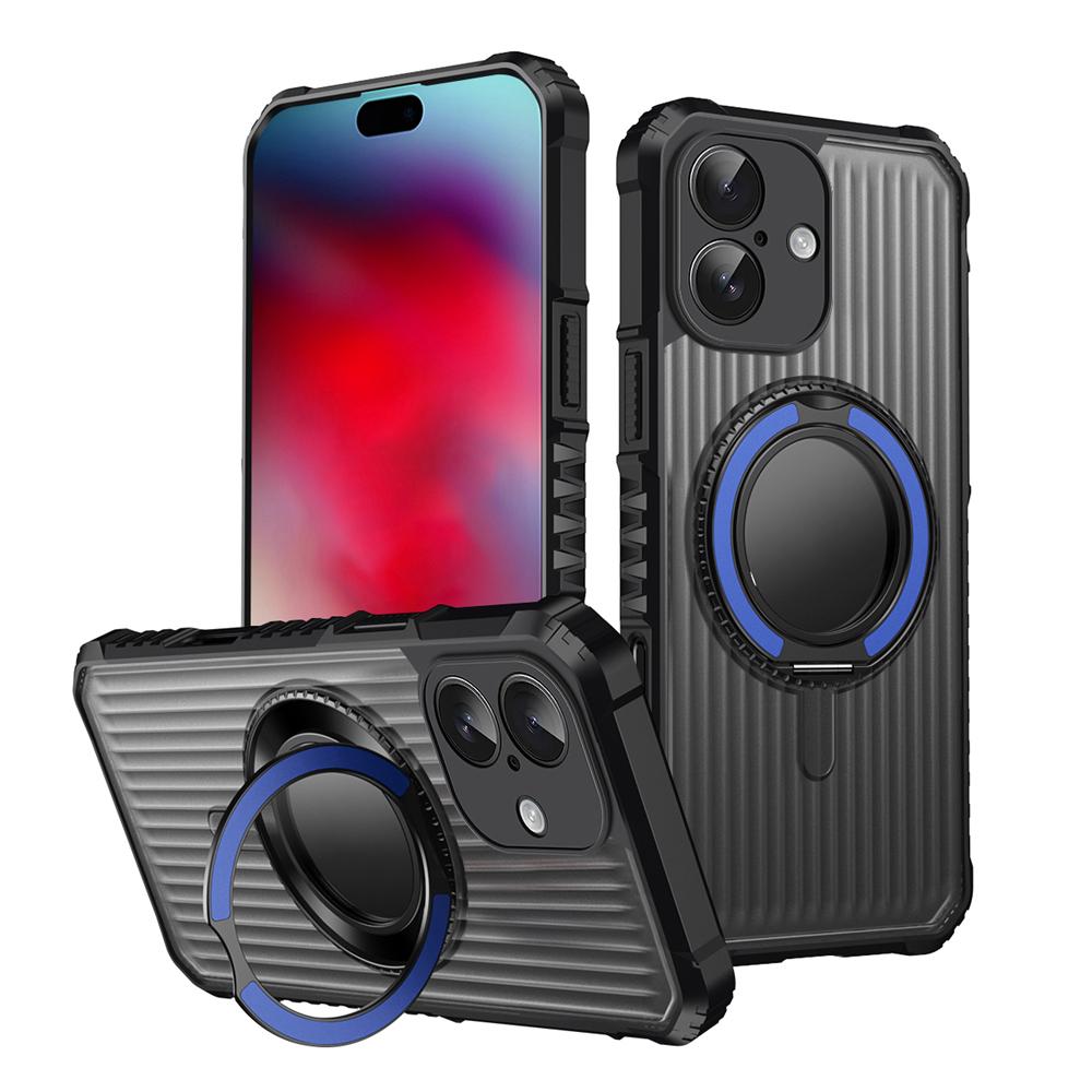 KEYSION Étui avec support anneau rotatif à 360° pour MagSafe pour iPhone 17 Pro Max 17 Air Mat Transparent Magnétique Antichoc Housse de téléphone