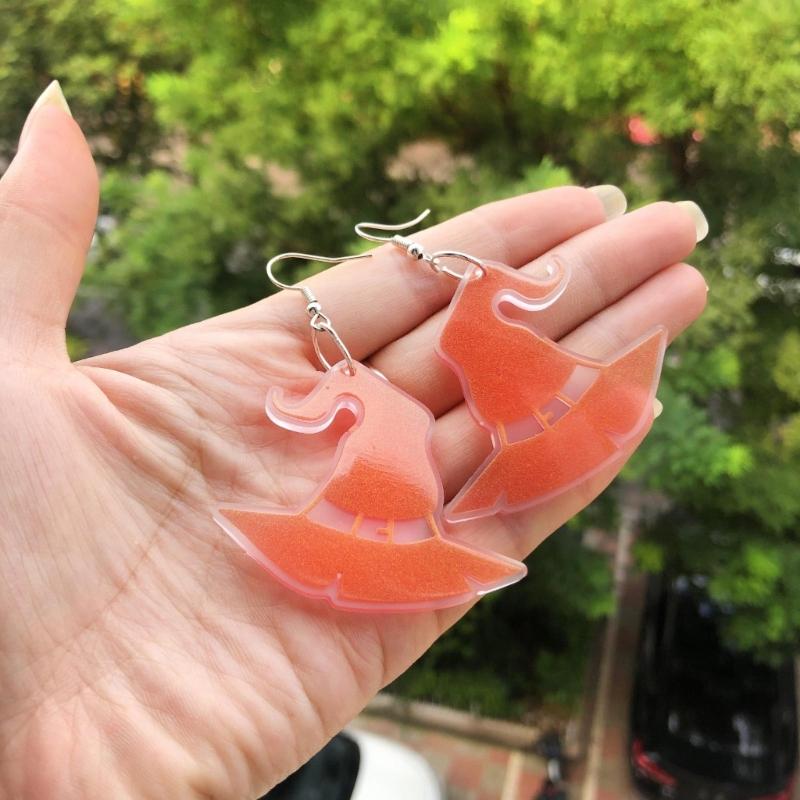 Halloween Geometric Witch Hat Earring Epoxy Resin Silicone Mold Luggage Bag Tags Casting Molds with Hole for DIY Crafts