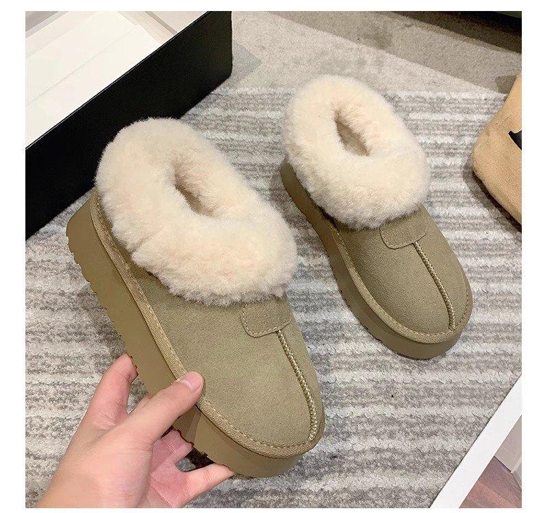 Thick-soled Snow Boots, Piled and Thickened Northeast Large Cotton Shoes, One Pedal, Bread Fluff Shoes