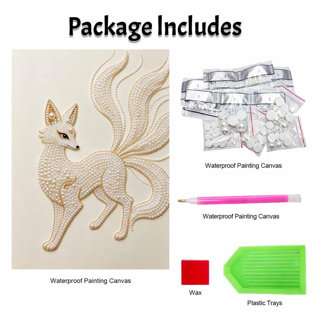 DIY Pearl Diamond Art Painting kits for Adult and Beginners,Exquisite NineTailed Fox Sparkling Painting Craft Home Wall Decor handmade Gift