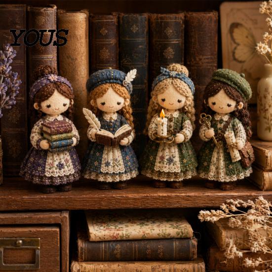 Small World Patchwork Girl DIY Kit, 3D Doll Sewing Craft Set with Pre-Cut Fabric Art Thread Needles, Cute Kit for Home Decor Handmade Gift