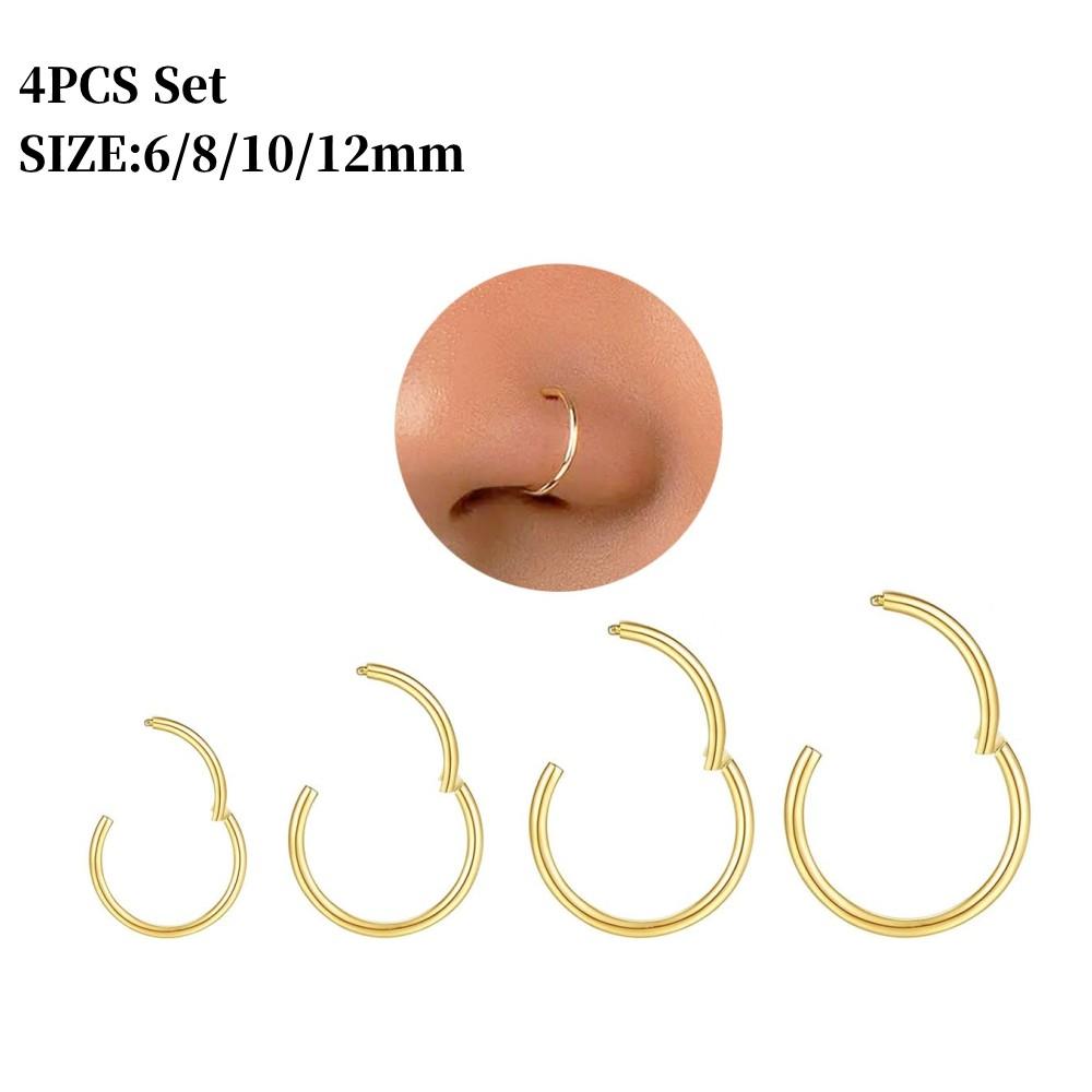316L Surgical Stainless Steel Nose Hoops Hinged Clicker Septum Rings for Nose Cartilage Body Piercing Jewelry