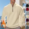 Plus Size Autumn/Winter Fleece-Lined Half-Zip Pullover Sweatshirt In Solid Colour