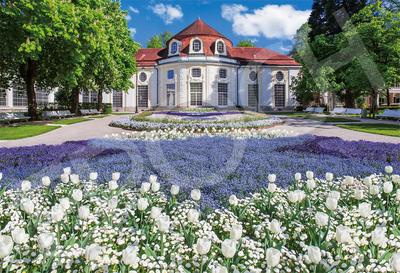 EPOCH 1053 Super Small Piece Jigsaw Puzzle Overseas Landscape Royal Spa Garden Germany 26×38cm with Glue Spatula and Ticket