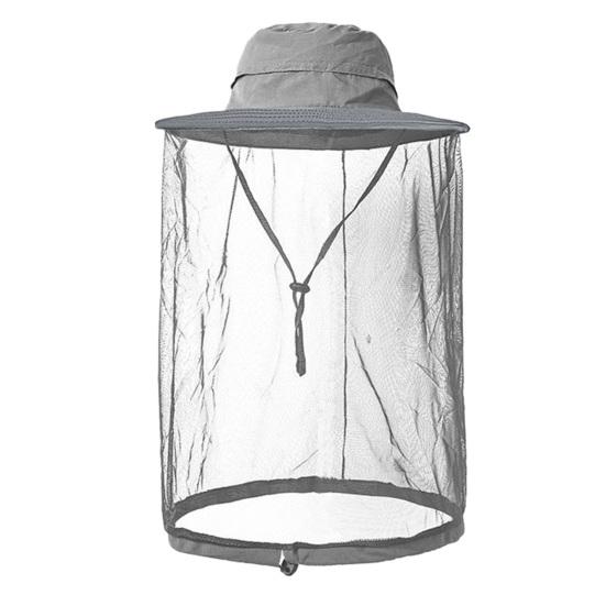 

Шляпа с москитной сеткой для мужчин и женщин с широкими полями, защита от солнца, панама с вуалью, защита от насекомых для рыбалки, пешего туризма темно-серого