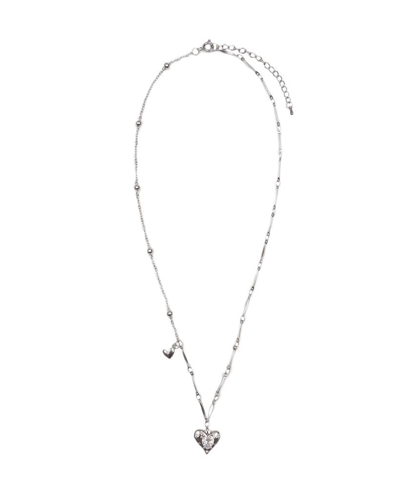 High School Disco Heart Cubic Mix Chain Necklace