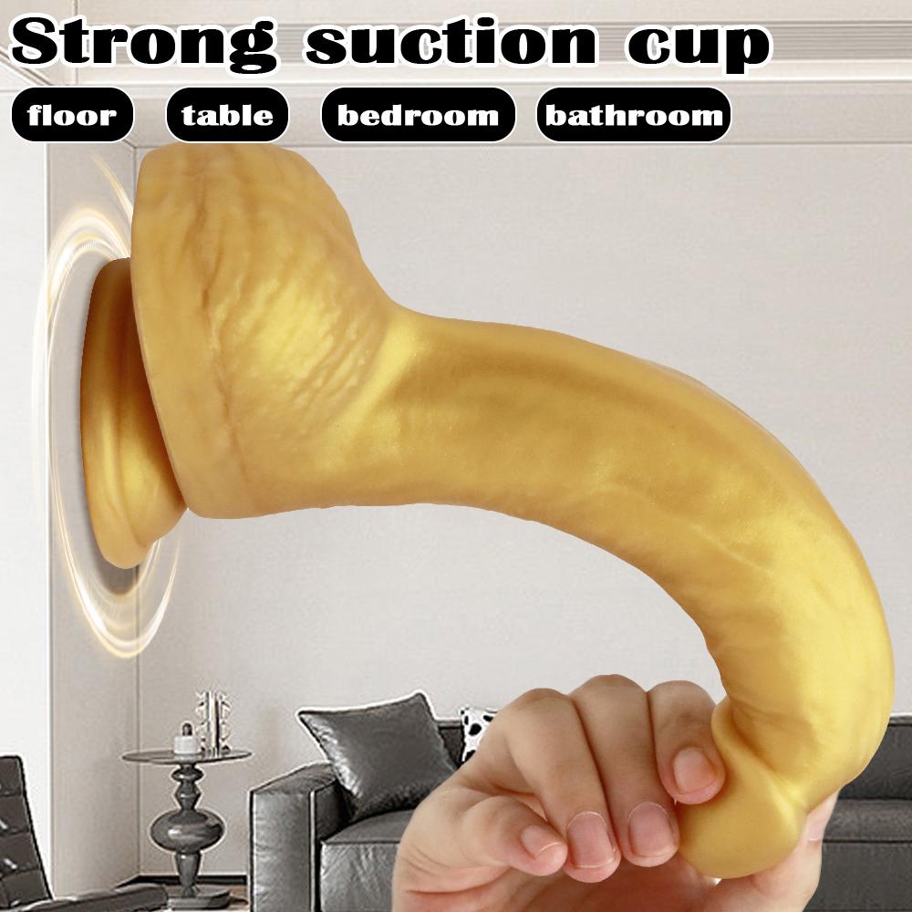 Silika Jel Süper Cilt Silikon Gerçekçi Yapay Penis Yumuşak Vantuz Büyük Büyük Strapon Penis Dick Yetişkin Seks Oyuncakları Kadınlar için Kadın Masturbator