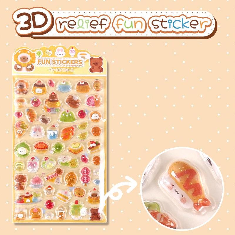 

1/6Pcs Cartoon Animals 3D Relief Stickers Reusable Patch For Scrapbooks Planner Journals Laptops Phone Case DIY Stickers