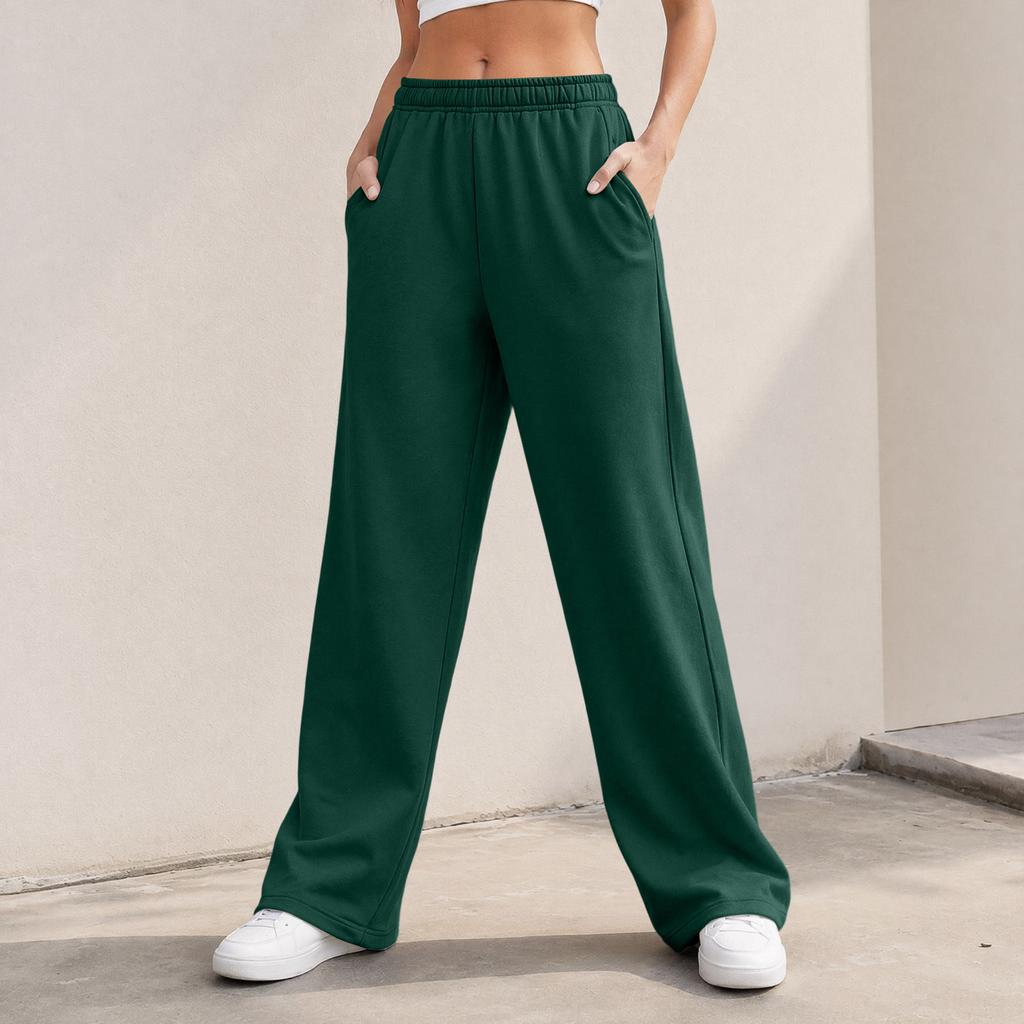 Women's Casual -Lined Wide Leg Sweatpants with Drawstring and Pockets for Everyday Wear