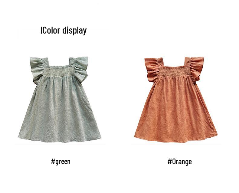 2026 Summer Korean Smocked Puff Sleeve Girls' Cotton Dress