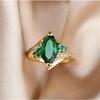 Exquisite and Elegant Diamond-shaped Green Zircon Double Spiral Women's Ring, Anniversary Gift, Wedding Ring