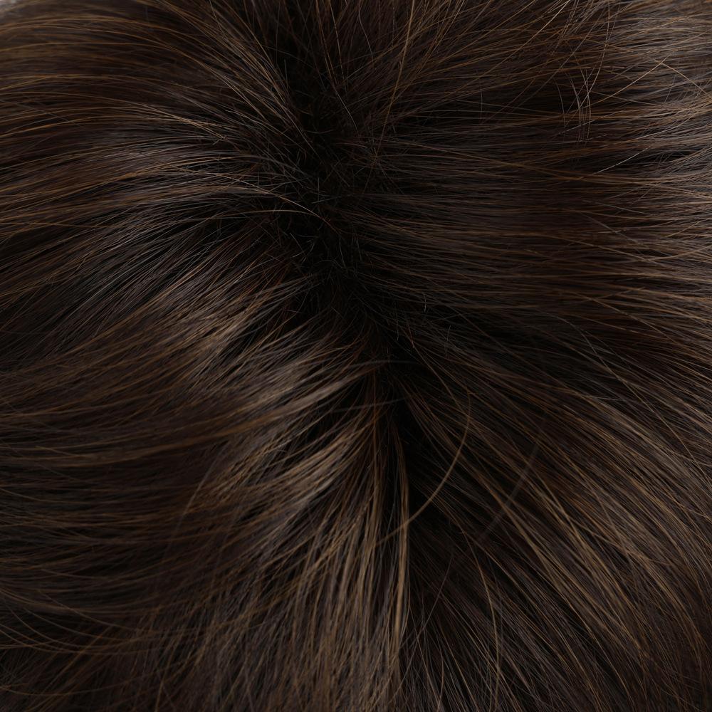 Women Stylish Short Layered Brown Hair Synthetic Silver Gray Wigs with Bangs for Daily Cosplay Lolita Heat Resistant Fibre