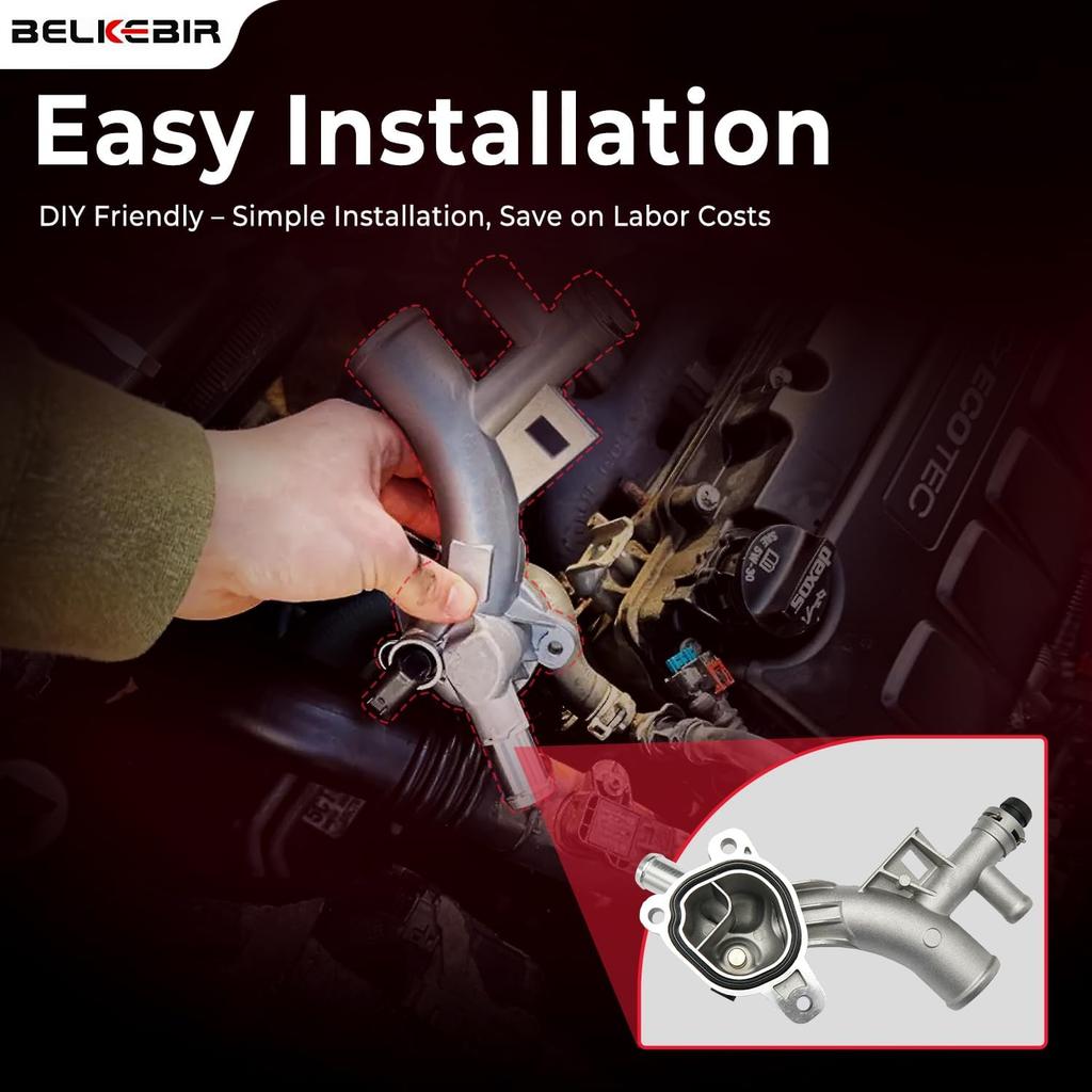 Aluminum Engine Coolant Housing Water Outlet Kit with Hoses Compatible with 2011-2016 Chevy Cruze, 2012- Sonic, 2015- Trax, 2013- Buick Encore 1.4L