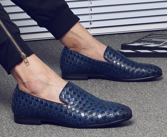 

Мужская обувь класса люкс Брендовая плетеная кожаная повседневная обувь для вождения Оксфорды Мужские мокасины Мокасины Итальянская обувь мокасины обувь класса люкс M194 48 синий