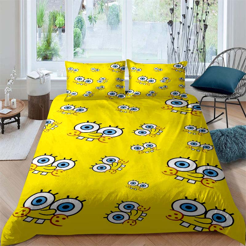 A Variety of SpongeBob SquarePants Patterned Bedding Sets, Soft Duvet Covers and Pillowcases, Suitable for Teenagers, Children a